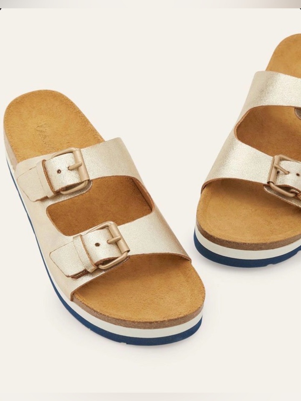 Boden Ottoline Metallic Gold Leather Footbed Sandals EU 39